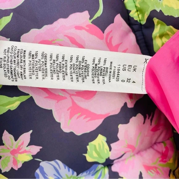 ASOS Floral Rose Print Oversized Puffer Jacket & Vest US Size 0 Button Up Coat - Picture 8 of 9